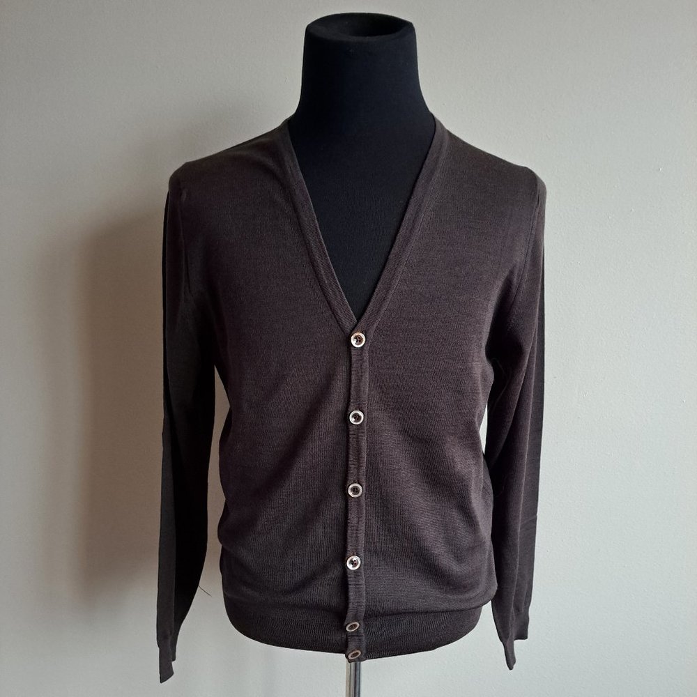 NEW Stenströms Men's Brown Merino Wool Cardigan Size M